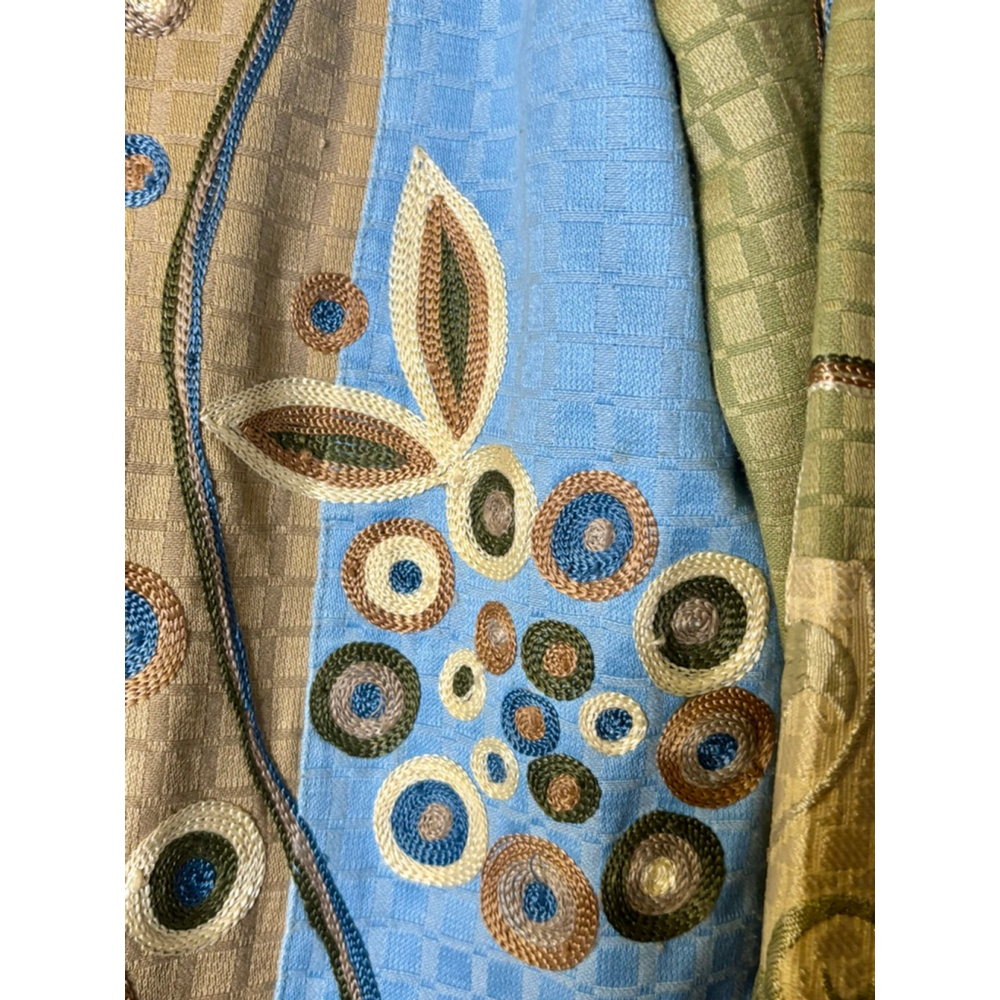 Indigo Moon Embroidered Patchwork Jacket Blue Gre… - image 3